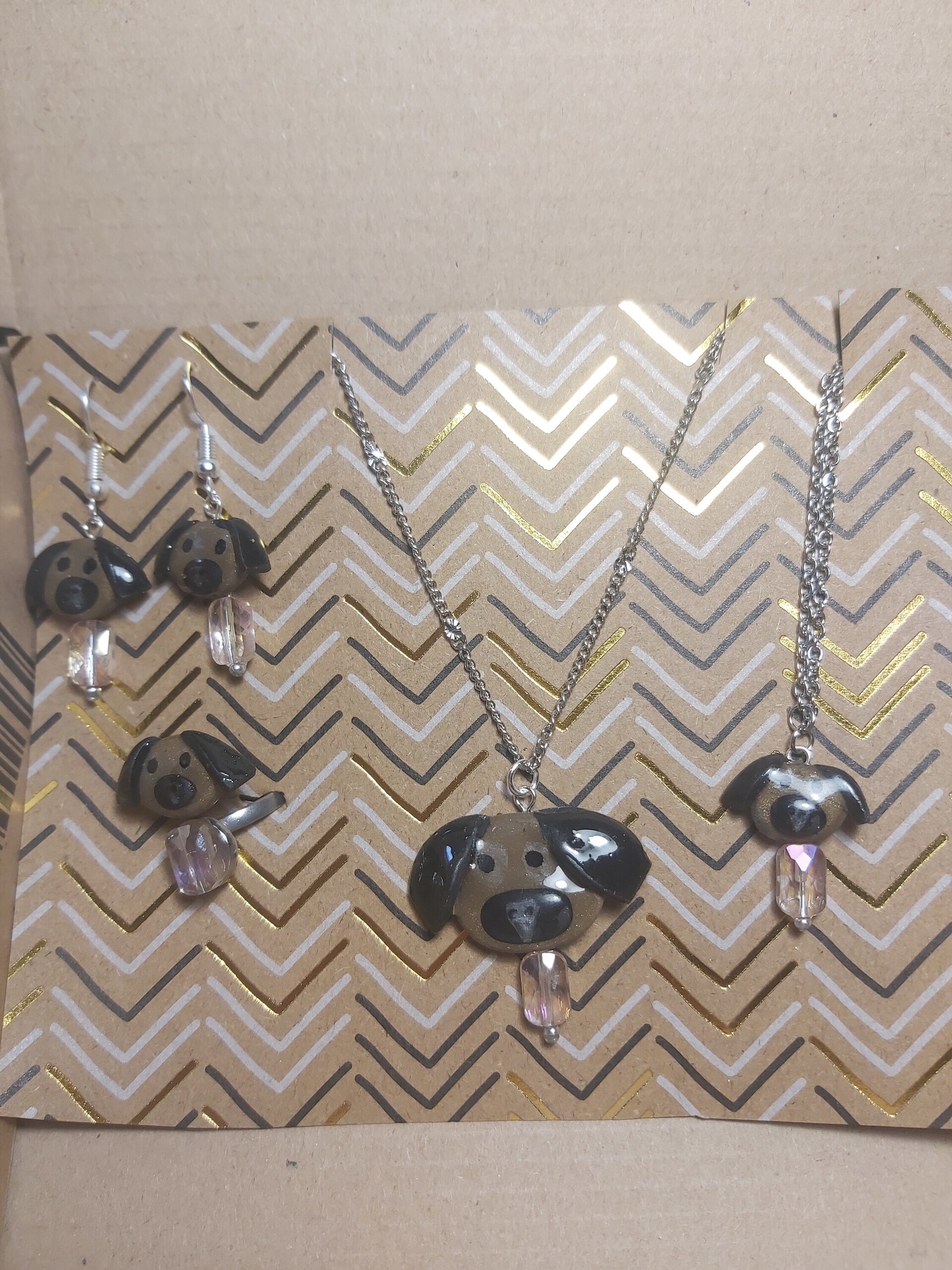 CONJUNTO PERRETES. PENDIENTES, COLGANTE, PULSERA Y ANILLO. - 5